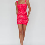 Daydreaming Ruched Mini Dress Floral Pink