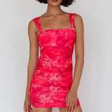 Daydreaming Ruched Mini Dress Floral Pink