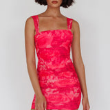 Daydreaming Ruched Mini Dress Floral Pink