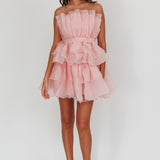 Bon Bon Tiered Chiffon Mini Dress Blush
