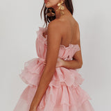 Bon Bon Tiered Chiffon Mini Dress Blush