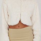 London Day Collared Faux Fur Jacket Cream