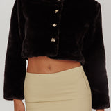 London Day Faux Fur Crop Jacket Black