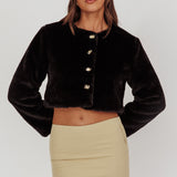 London Day Faux Fur Crop Jacket Black
