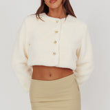 London Day Faux Fur Crop Jacket Cream