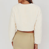 London Day Faux Fur Crop Jacket Cream