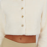 London Day Faux Fur Crop Jacket Cream