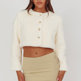 London Day Faux Fur Crop Jacket Cream