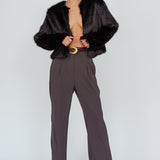 London Day Faux Fur Jacket Black