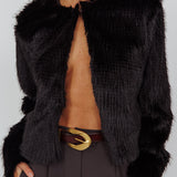 London Day Faux Fur Jacket Black