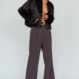London Day Faux Fur Jacket Black
