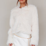London Day Faux Fur Jacket Cream