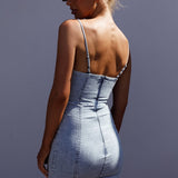 Don't Try Me Lace Up Mini Dress Denim