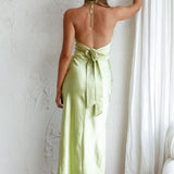 Mon Coeur Plunging Neckline Midi Dress Apple Green