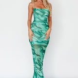 Love In Miami Lace-Up Back Maxi Dress Marble Green