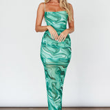 Love In Miami Lace-Up Back Maxi Dress Marble Green