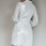 Ruma Faux Wrap Shirt Dress Sequin Silver
