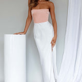 Everlee Strapless Split Midi Dress Peach