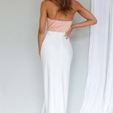 Everlee Strapless Split Midi Dress Peach