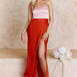 Everlee Strapless Split Midi Dress Pink