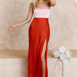 Everlee Strapless Split Midi Dress Pink