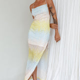Gleaming Diamante Strap Midi Dress Sequin Lemon