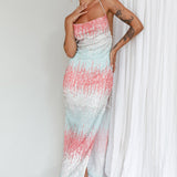 Gleaming Diamante Strap Midi Dress Sequin Mint