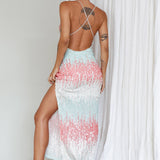 Gleaming Diamante Strap Midi Dress Sequin Mint