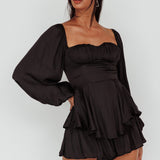 New Light Balloon Sleeve Romper Black