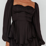 New Light Balloon Sleeve Romper Black