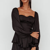 New Light Balloon Sleeve Romper Black