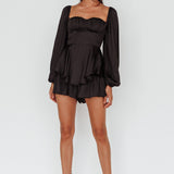 New Light Balloon Sleeve Romper Black