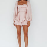 New Light Balloon Sleeve Romper Blush