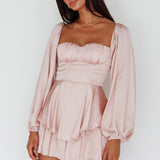 New Light Balloon Sleeve Romper Blush