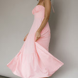 New Light Tied Shoulder Maxi Dress Blush