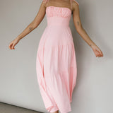 New Light Tied Shoulder Maxi Dress Blush