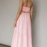 New Light Tied Shoulder Maxi Dress Blush