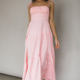 New Light Tied Shoulder Maxi Dress Blush
