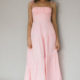 New Light Tied Shoulder Maxi Dress Blush