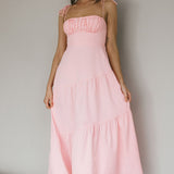 New Light Tied Shoulder Maxi Dress Blush