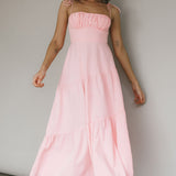 New Light Tied Shoulder Maxi Dress Blush