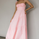 New Light Tied Shoulder Maxi Dress Blush