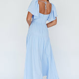 Lula Gathered Bust Midi Dress Blue