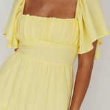 Lula Gathered Bust Midi Dress Lemon