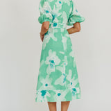 Elias Puff Sleeve Midi Dress Green