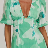Elias Puff Sleeve Midi Dress Green