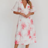 Elias Puff Sleeve Midi Dress Blush