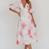 Elias Puff Sleeve Midi Dress Blush
