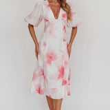 Elias Puff Sleeve Midi Dress Blush