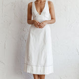 Elias Decorative Stitch Midi Dress White